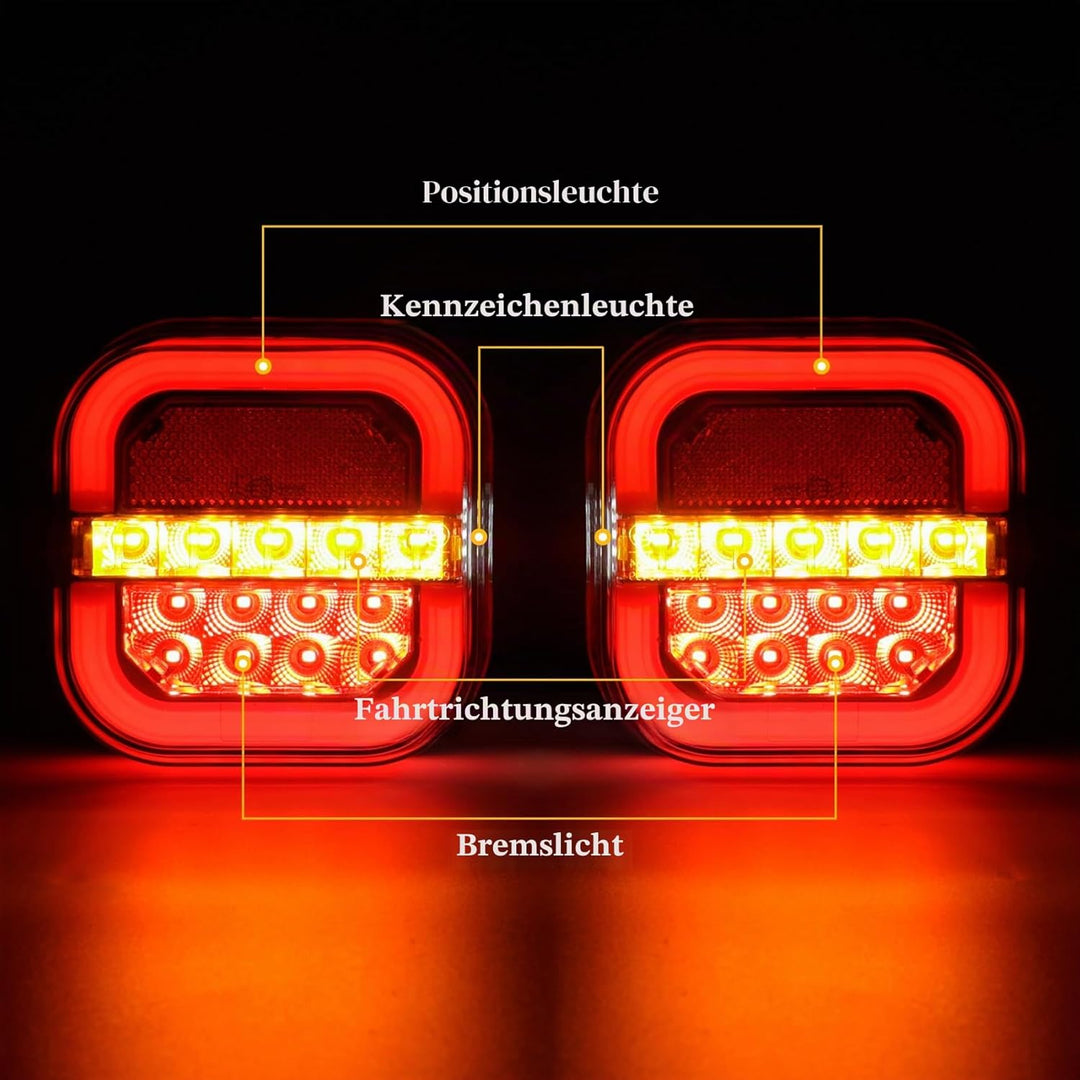 AOHEWEI 12/24 V 2 Stück LED-Anhänger-Rückleuchten, wasserdichter Bremspositionslampe, dynamischem Bl