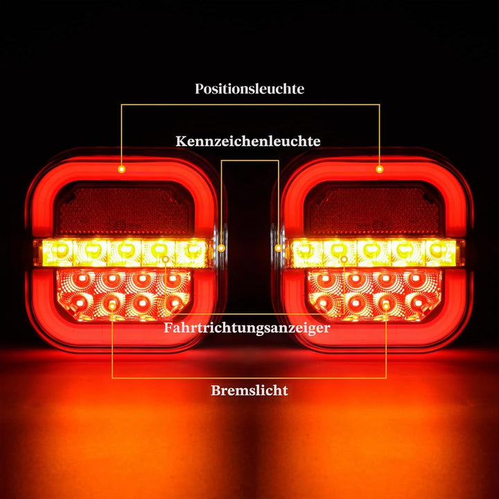 AOHEWEI 12/24 V 2 Stück LED-Anhänger-Rückleuchten, wasserdichter Bremspositionslampe, dynamischem Bl