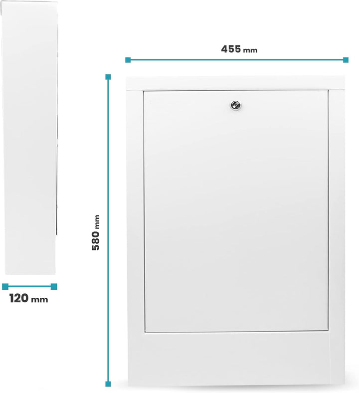 Verteilerschrank Zentrale Fussbodenheizung 4-6 Anschlüsse Aufputzgehäuse aus Weiss Pulverbeschichtet