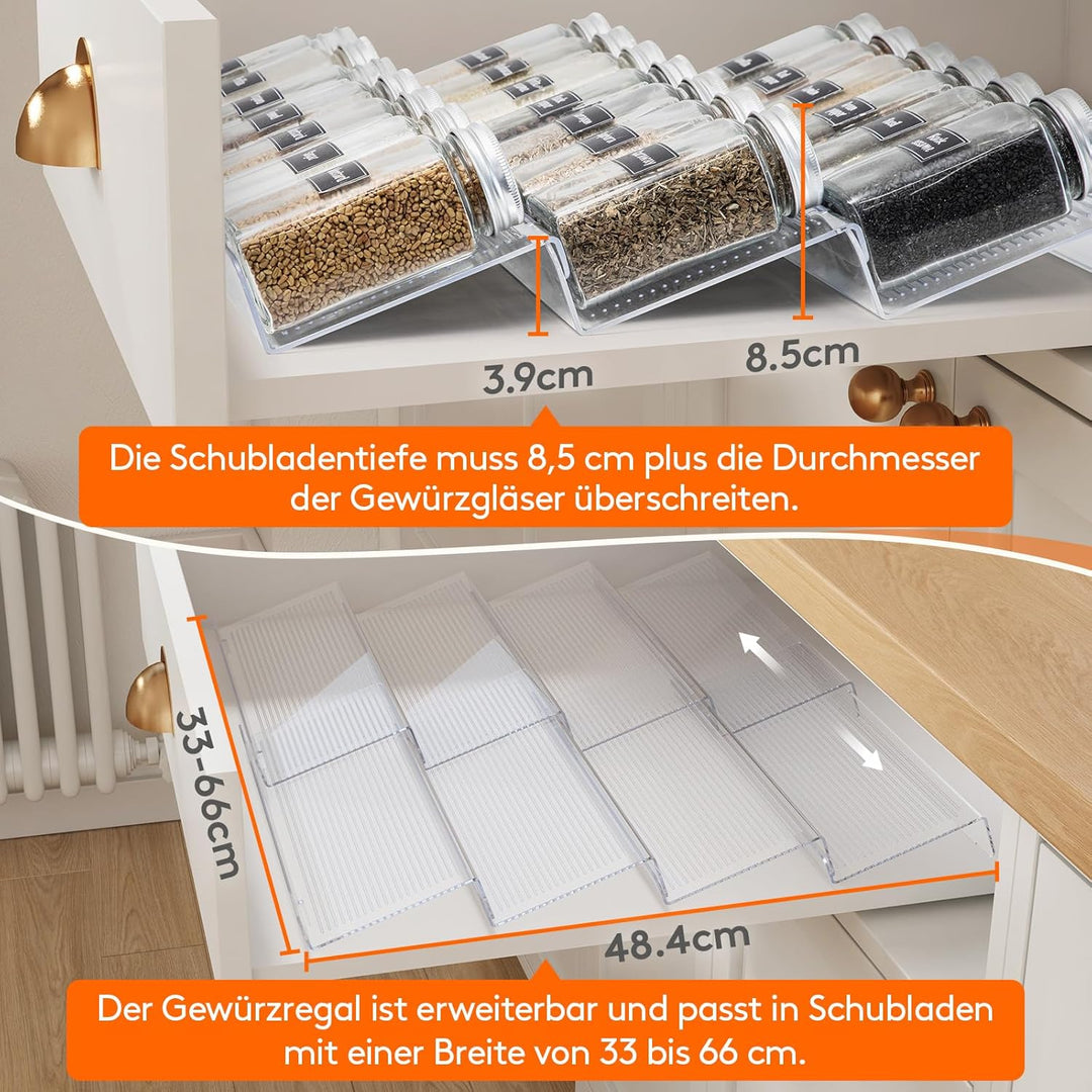Lifewit Gewürzregal für Schubladen Gewürz Schubladeneinsatz, Ordnungssystem von 33cm bis 66cm auszie