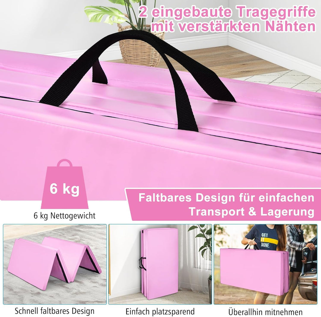 COSTWAY 240 x 120 x 5 cm Weichbodenmatte, Gymnastikmatte klappbar, Yogamatte mit Klettverschluss und