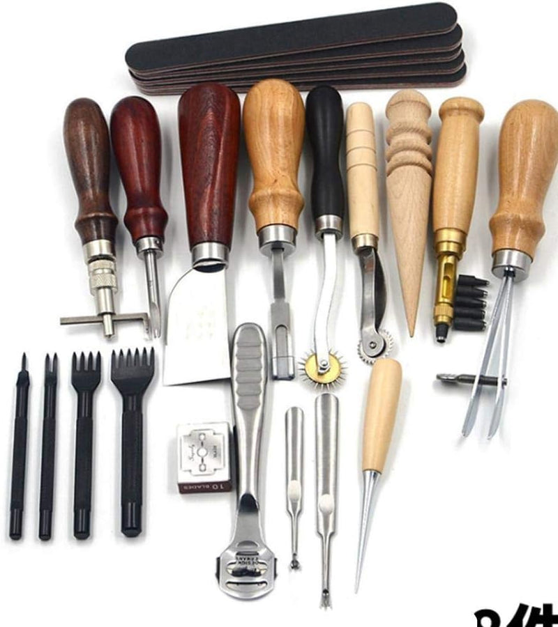 Fydun Leder Nähwerkzeuge 19pcs Leder Werkzeug Set DIY Leder Handwerk Stitching Carving für Teppiche