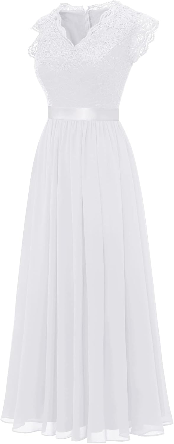 Dressystar Spitzen Cocktailkeid Elegant für Hochzeit Knielang Festlich Abendkleider Kurz XXL Band_we