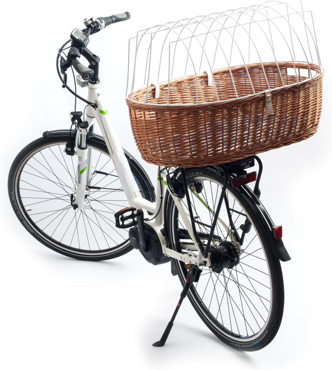 Aumüller Fahrrad-Tierkorb mit Halter, L: 68 cm + Schutzhaube - Gepäckträgermontage