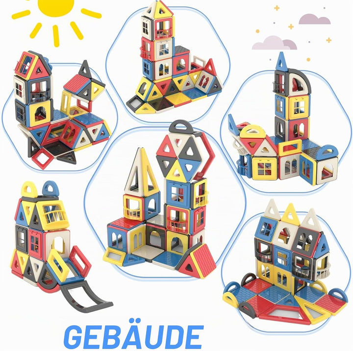 ASOK Mini Size 169PCS magnetisches Baustein-Set, pädagogisches STEM Konstruktionsspielzeug für Kinde