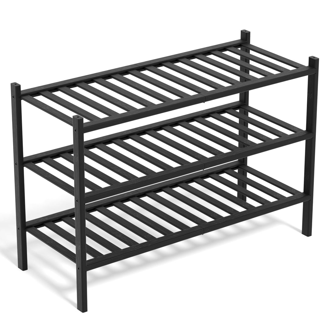 BAM BOO BOX - Schuhregal aus Bambus, Schuhablage mit 3 Ebenen, 68 x 28 x 46 cm, Erweiterbar Stapelba