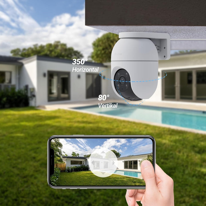 EZVIZ 2MP Überwachungskamera Aussen, WLAN IP Kamera mit 360° Abdeckung und Zwei-Wege-Audio, Personen