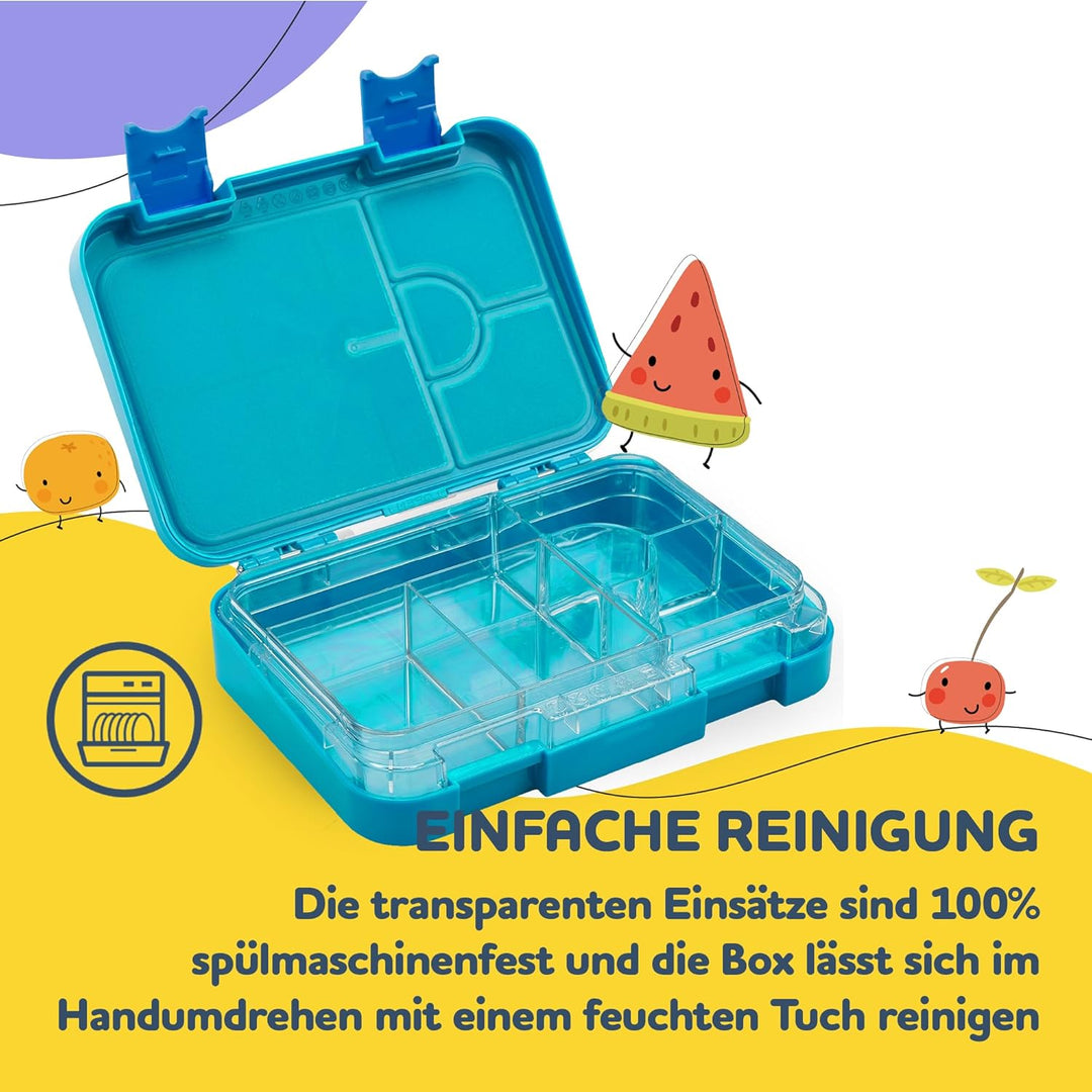 schmatzfatz Junior Brotdose Kinder mit Fächern, BPA Frei Lunchbox, Bento Box Kinder, Brotbox für Mäd