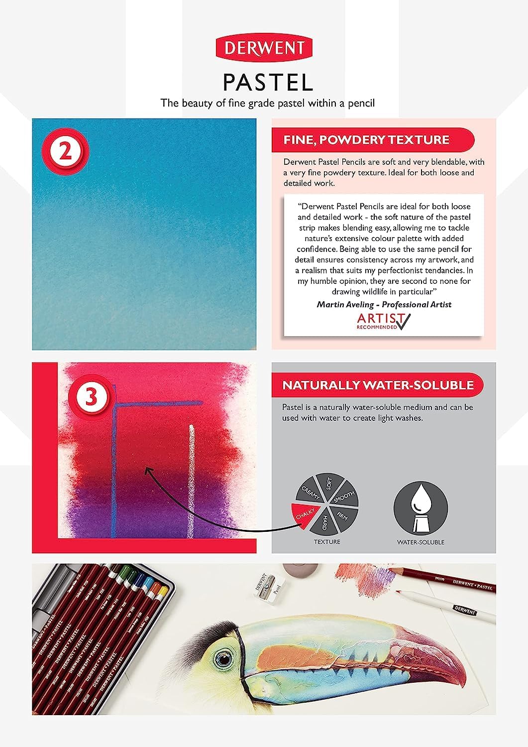Derwent Pastel Collection Sampler Kit, Pastell Kollektion, Zeichnen & Schreiben, 24er-Set, Stifte, K
