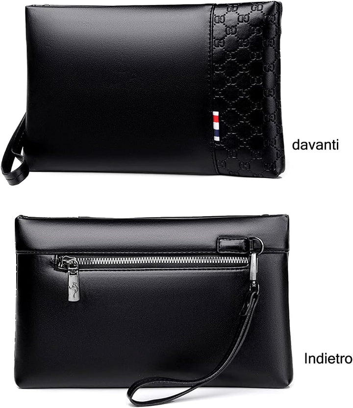 A-QMZL Handgelenktasche für Herren Handgelenk Handtasche Handgelenktasche PU Leder Grossraum-Clutch