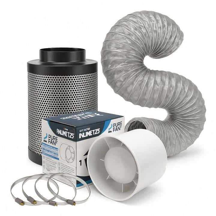 Weedness Grow Abluft Set Set ECO 190 m3/h 125 mm Flansch Belüftungsset - Grow Indoor Aktivkohlefilte