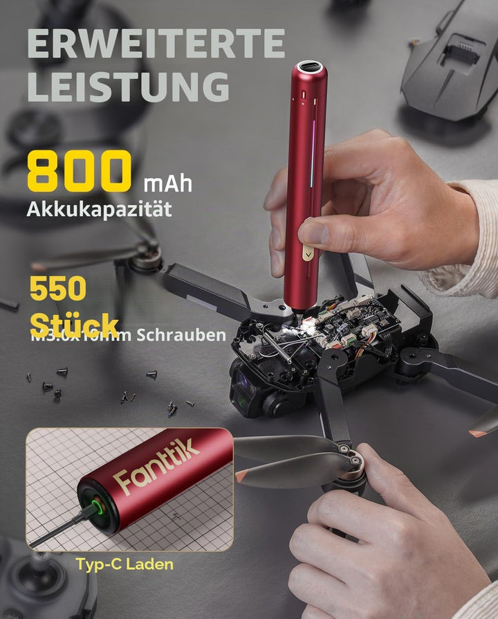 Fanttik E2 Ultra 3.7V Mini Elektro Schraubendreher Set, 50 in 1 Magnetische Präzisions-Schraubendreh