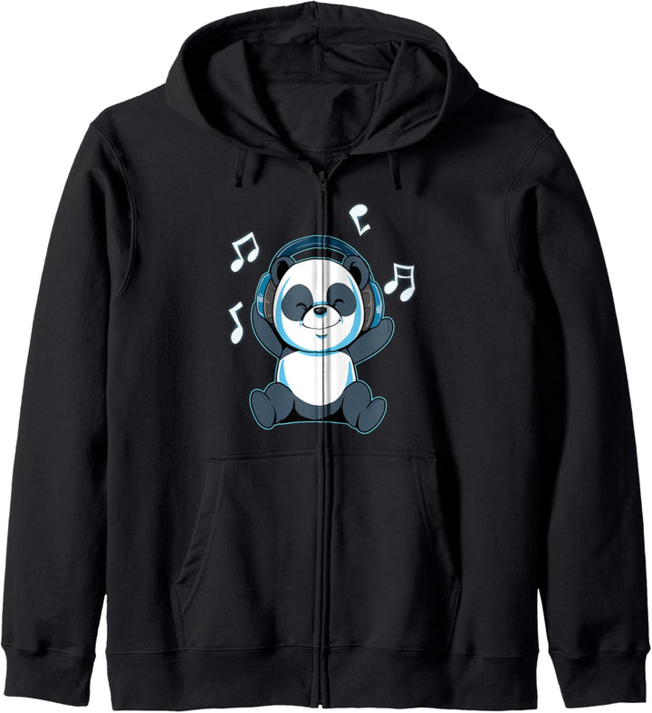Netter Panda Musik Note Panda DJ Kopfhörer Sound Teddy Kapuzenjacke