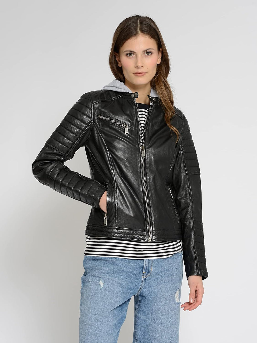 MUSTANG Damen Lederjacke 31022111 S Schwarz, S Schwarz