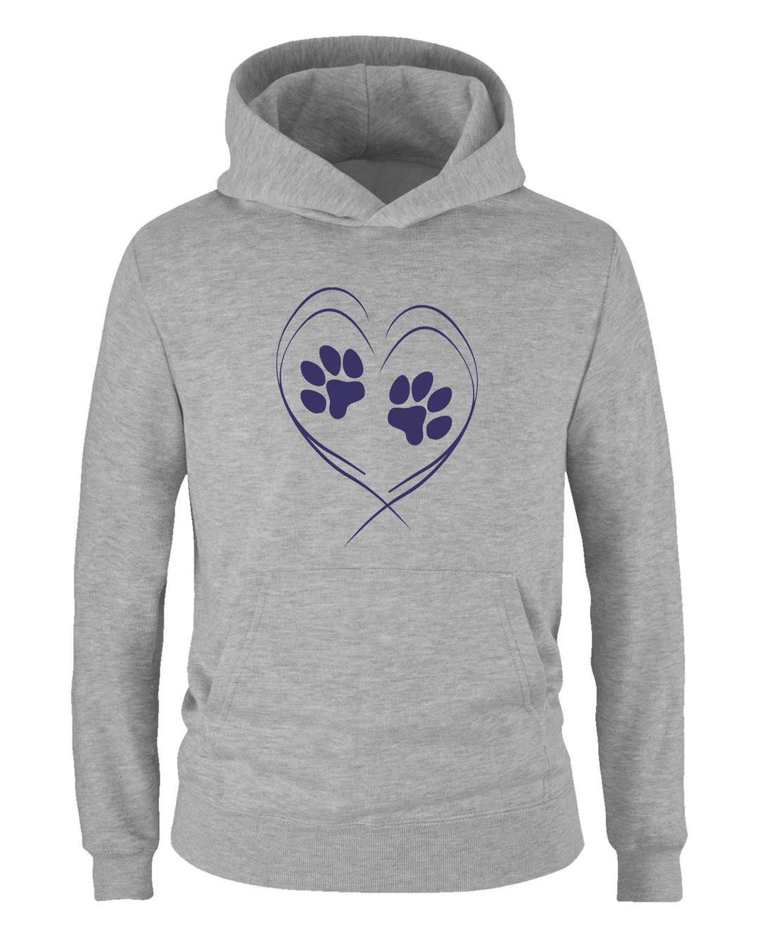 Comedy Shirts - Herz Pfote2 - Mädchen Hoodie - Kapuze, Kängurutasche, Langarm, Print-Pulli, Grau / L