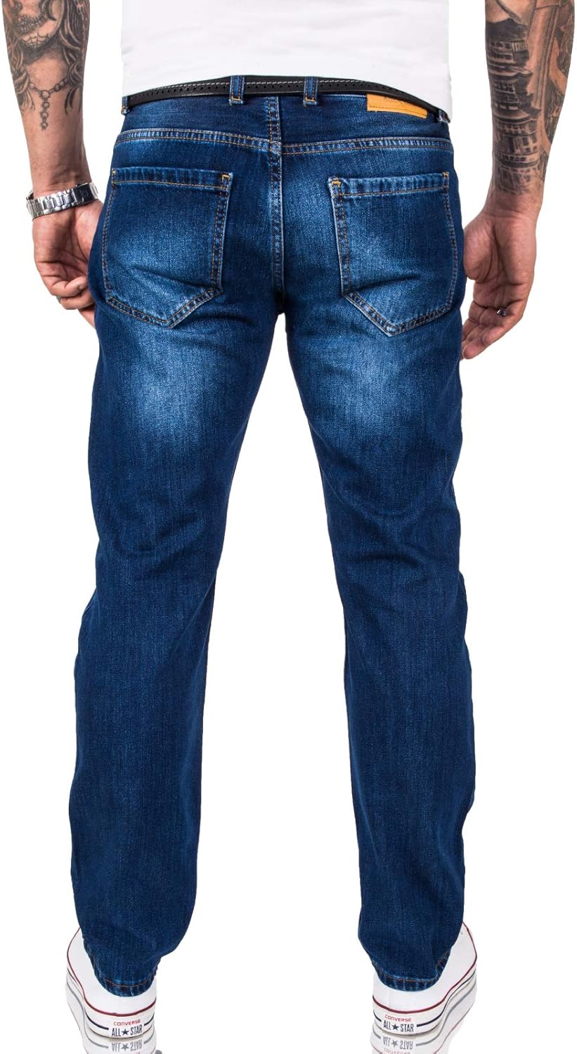Rock Creek Herren Jeans Hose Denim Blau Straight-Cut Gerades Bein RC-2091 29W / 30L Blau - Rc-3120,
