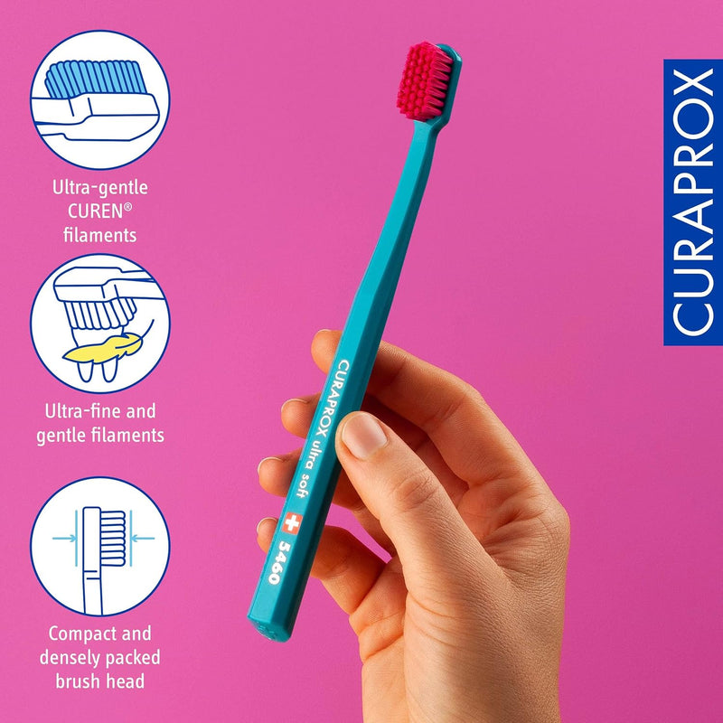 Curaprox Zahnbürste Set CS 5460-3er-Pack Ultra Soft Handzahnbürste für Erwachsene 5460 mit super wei