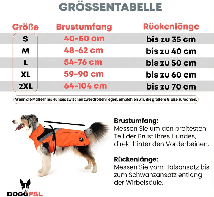 DOGOPAL 2in1 Allwetter-Hundemantel – Wasserdichter Hunderegenmantel mit herausnehmbarem Fleece – Reg