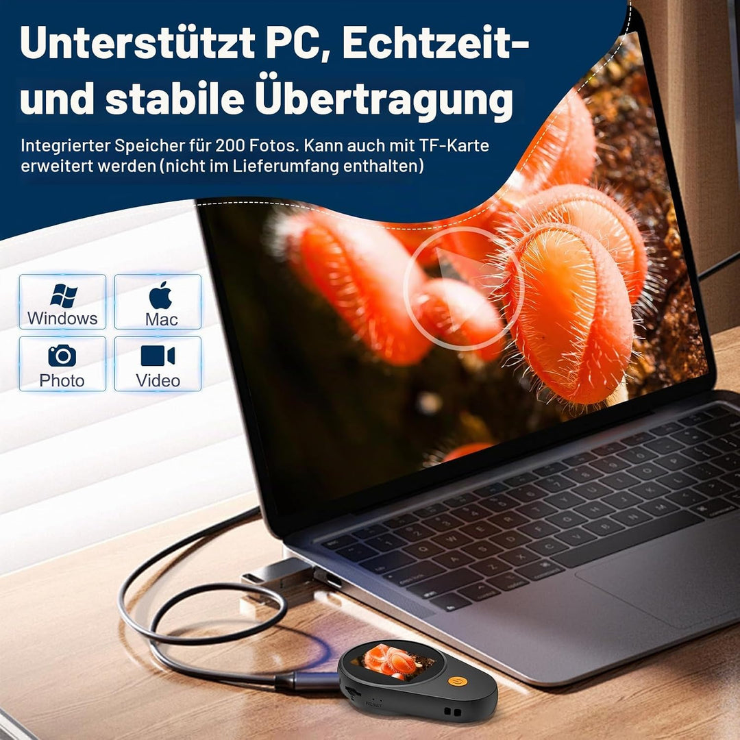Kinder Handy Mikroskop Digital mit Bildungsgeschenk: 500x Taschenmikroskop, 2,0" IPS-Bildschirm, 200