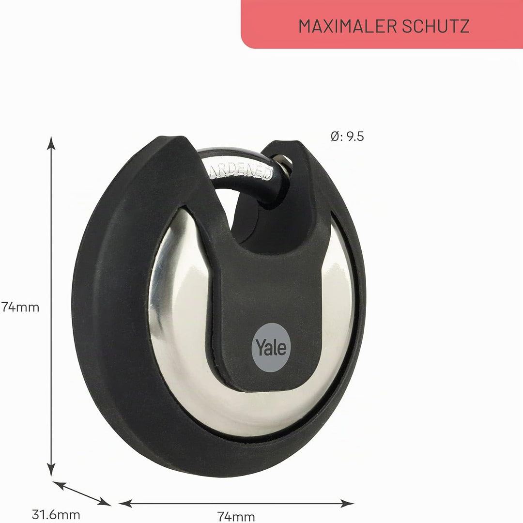 Yale Y130B/70/116/1, Maximale Sicherheit, 70 mm, Edelstahl, Vorhängeschloss, wetterfest, EN12320 CEN