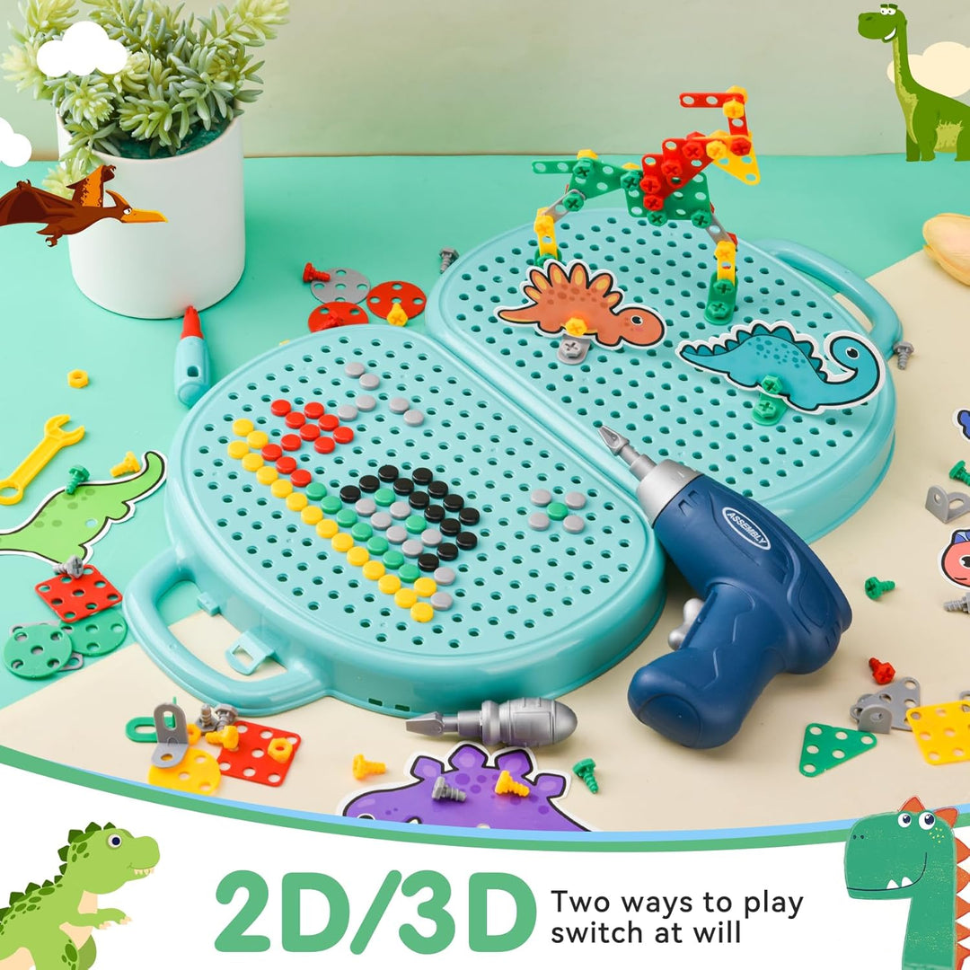 DAOUZL Montessori Spielzeugkiste mit Bohrmaschine, Magische Montessori-Spielzeugkiste, Mosaik Puzzle