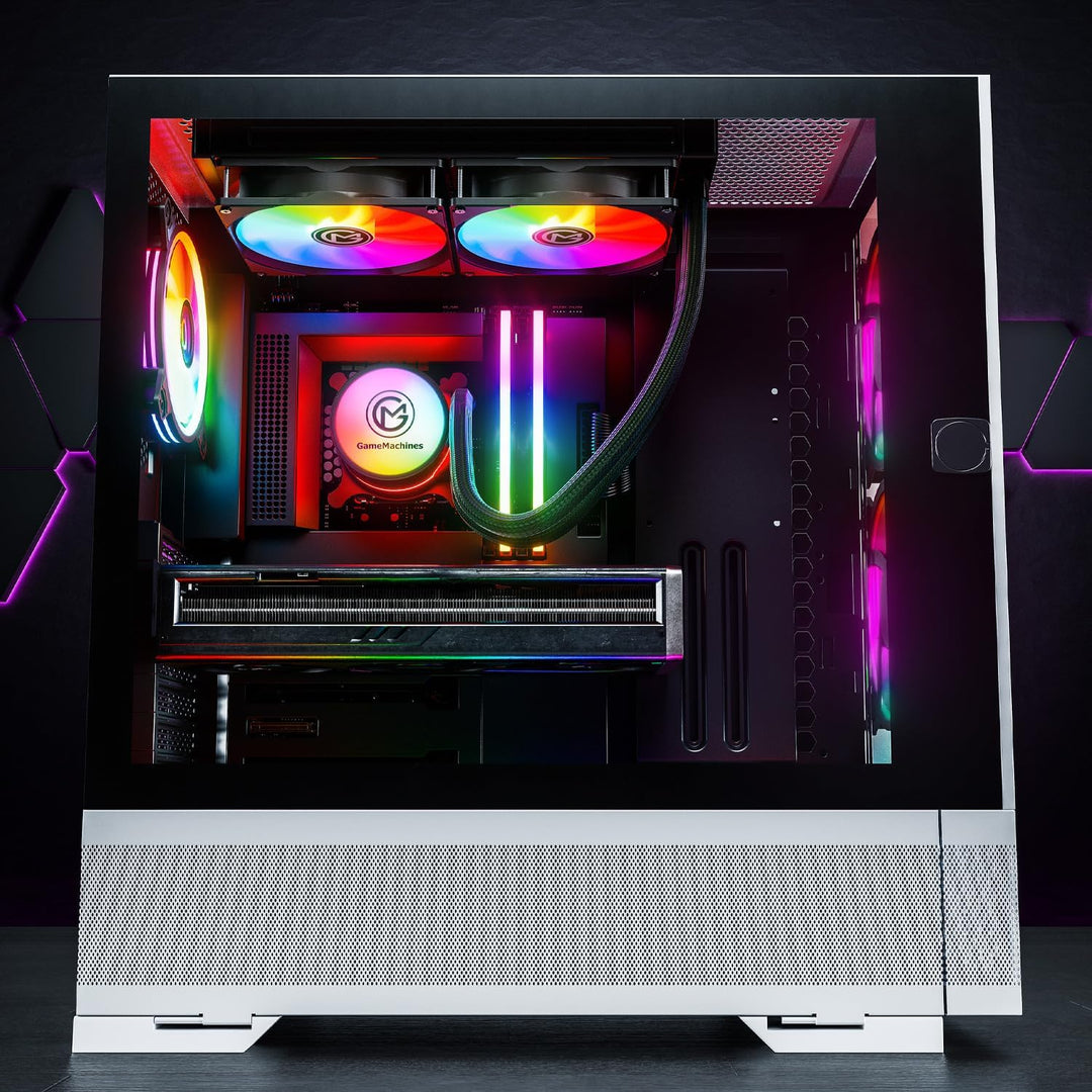 GameMachines Element, Snow Edition, ATX PC Gaming Gehäuse, inklusive 3 A-RGB Lüfter Element Weiss, E