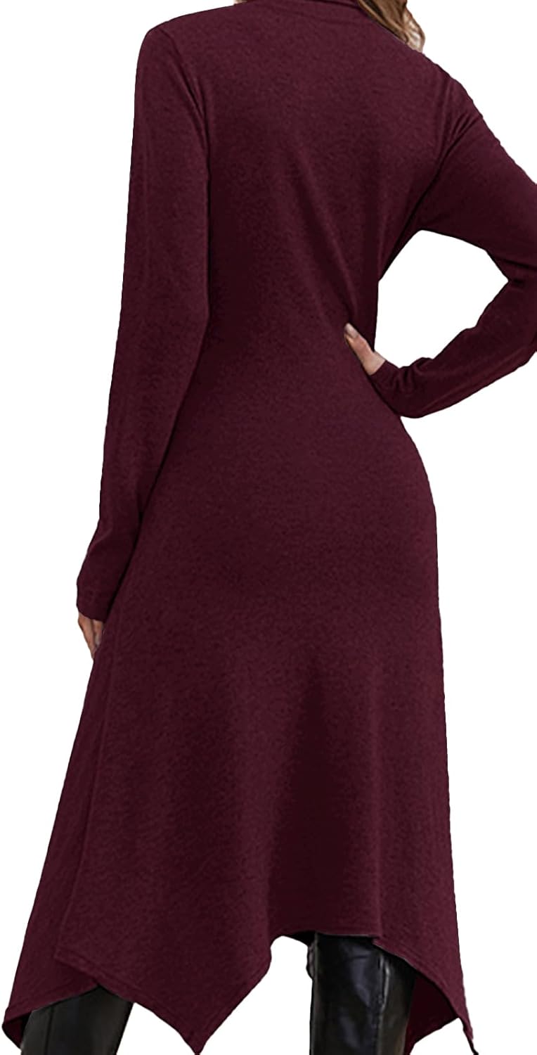 Damen Strickkleid Winter Kleid Herbst Damen Winterkleider Herbstkleid Midikleid Pulloverkleid Mit Ro