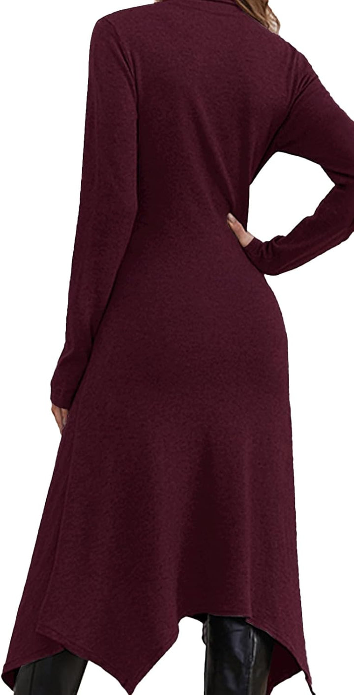 Damen Strickkleid Winter Kleid Herbst Damen Winterkleider Herbstkleid Midikleid Pulloverkleid Mit Ro