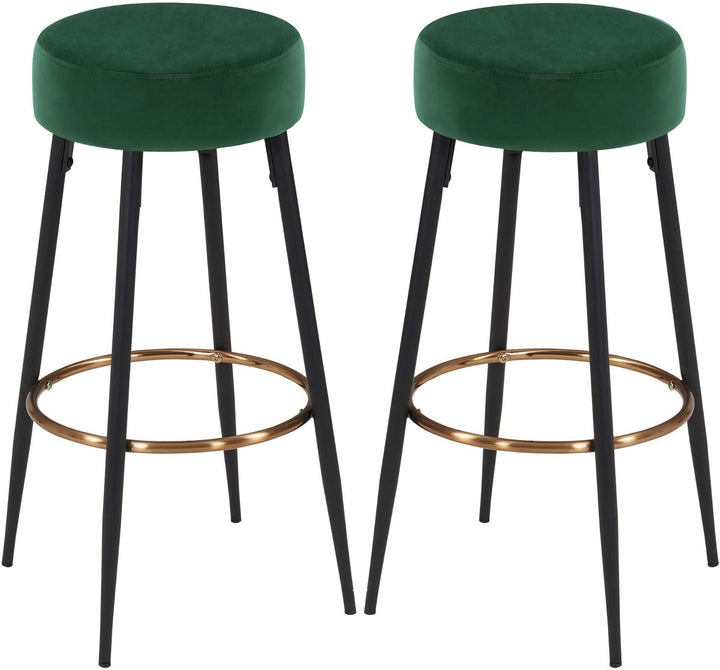 Duhome Barhocker 2er Set Barstühle Runde Tresenhocker Samt Bistrohocker mit Fussstütze für Bistro Kü