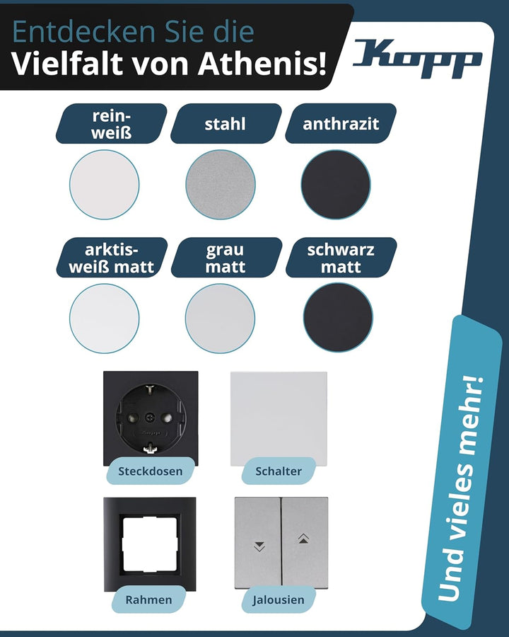 Kopp Athenis Druck-Wechsel-Dimmer, Kombigerät, LED-Dimmer, für Glüh-Lampen, 230V Halogenlampen, Phas