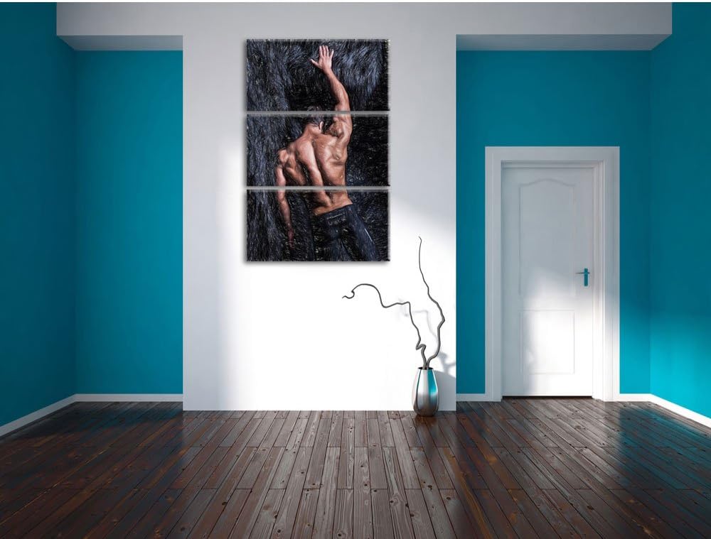 Pixxprint Muskulöser sexy Mann als Leinwandbild/Grösse: 3 Teilig (120x80) cm/Wandbild/Kunstdruck/fer
