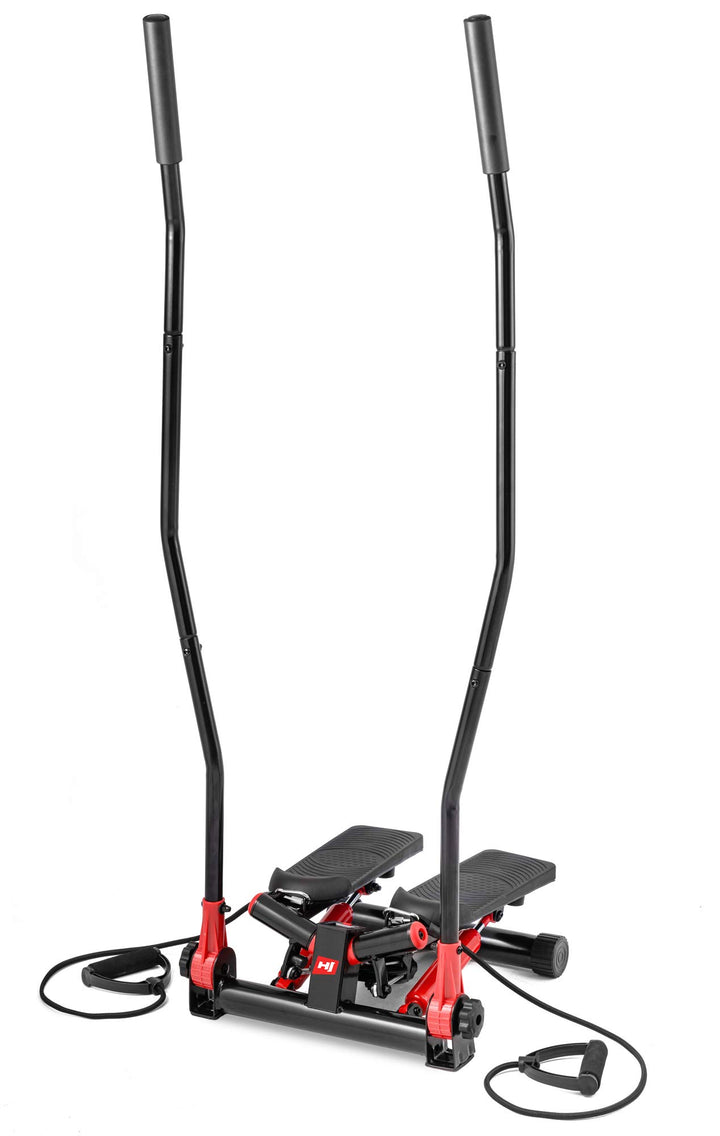 Hop-Sport Stepper mit Haltegriffen - Kompakter Swing Stepper für Zuhause, Fitnessgerät mit LCD-Displ