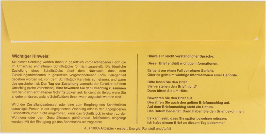 Innere Postzustellungshüllen 500 Stück Förmliche Zustellung Postzustellungsumschläge Menge wählbar 5