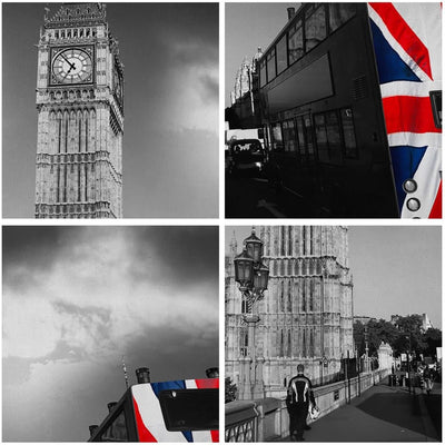 Bilder auf Leinwand 100x70cm Leinwandbild Bus London Big Ben Gebäude Gross Wanddeko Bild Schlafzimme