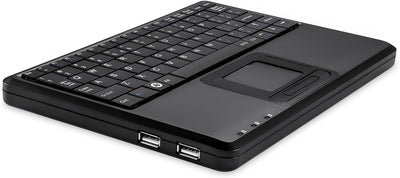 Perixx PERIBOARD-510HPLUS, Super Mini Tastatur schnurgebunden mit Touchpad und USB Hub - US English