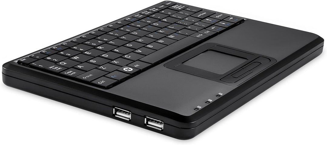 Perixx PERIBOARD-510H Plus Mini-USB-Tastatur mit Touchpad und 2 USB-Anschlüssen, leise Tasten, itali