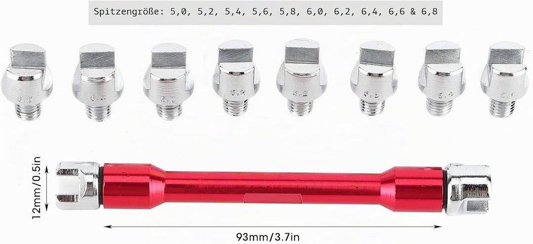 Qiilu Motorrad Speichenschlüssel, Motorrad Speichen Schlüssel CNC Schraubenschlüssel Set 5,0-6,8 Län