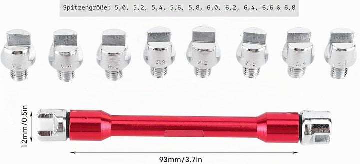 Qiilu Motorrad Speichenschlüssel, Motorrad Speichen Schlüssel CNC Schraubenschlüssel Set 5,0-6,8 Län