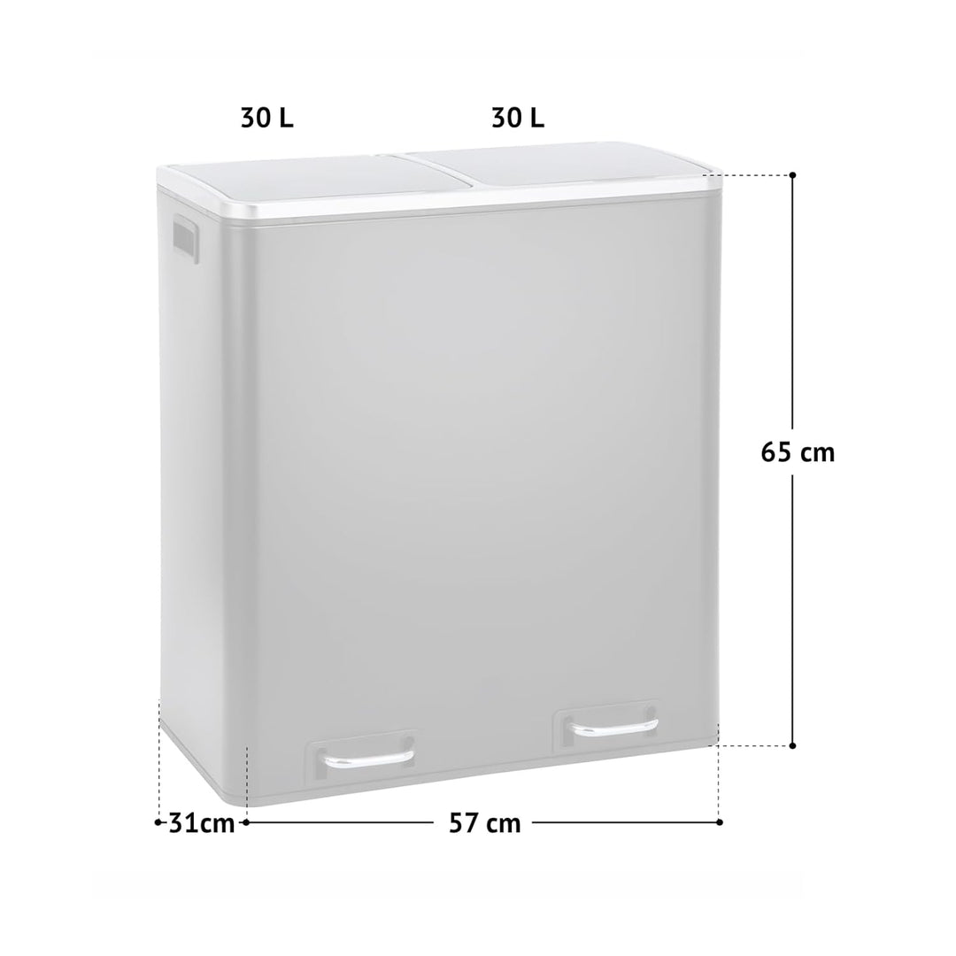 SVITA TM2X30 Treteimer 60 Liter Abfalleimer Mülleimer Design Mülltrennung Papierkorb Küchen-Ordnung