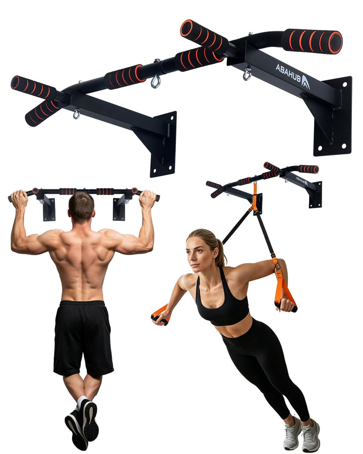 Abahub Klimmzugstange Wandmontage, Bohrmontage, Tragfähigkeit 200 kg | Mehrfach Griff Chin-Up-Bar fü