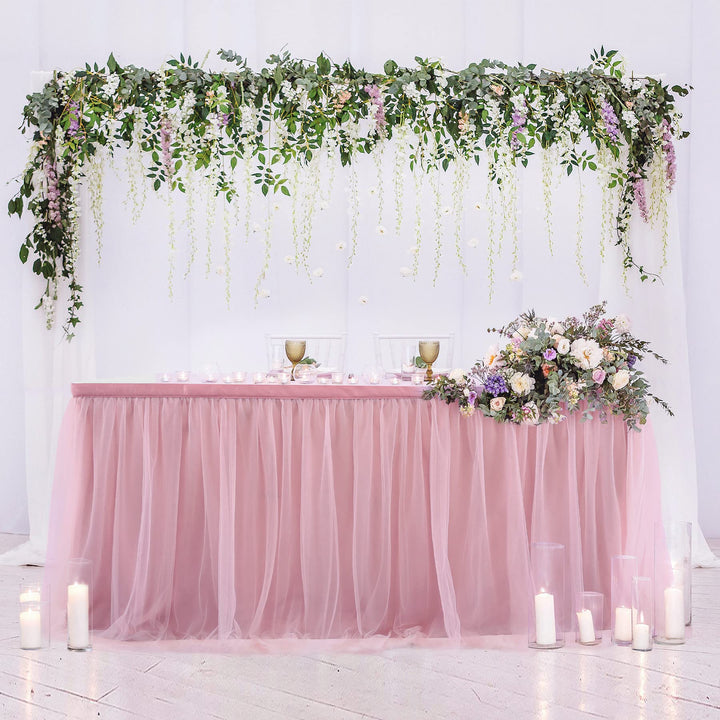 HBBMAGIC Dusty Rose Tüll Tischrock Tütü Tischröcke 427 * 76CM, Candy Tisch Tischdecke Tüll für Gebur