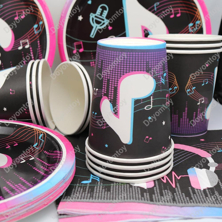 Musik Geburtstag Deko,Doyomtoy 50 Stück Musiknoten Partygeschirr Set Cake Topper Musik Geburtstag Pa