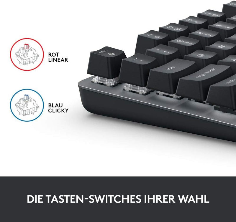 Logitech K835 TKL Kabelgebundene Mechanische Aluminium Tastatur - Tenkeyless PC Keyboard mit kompakt