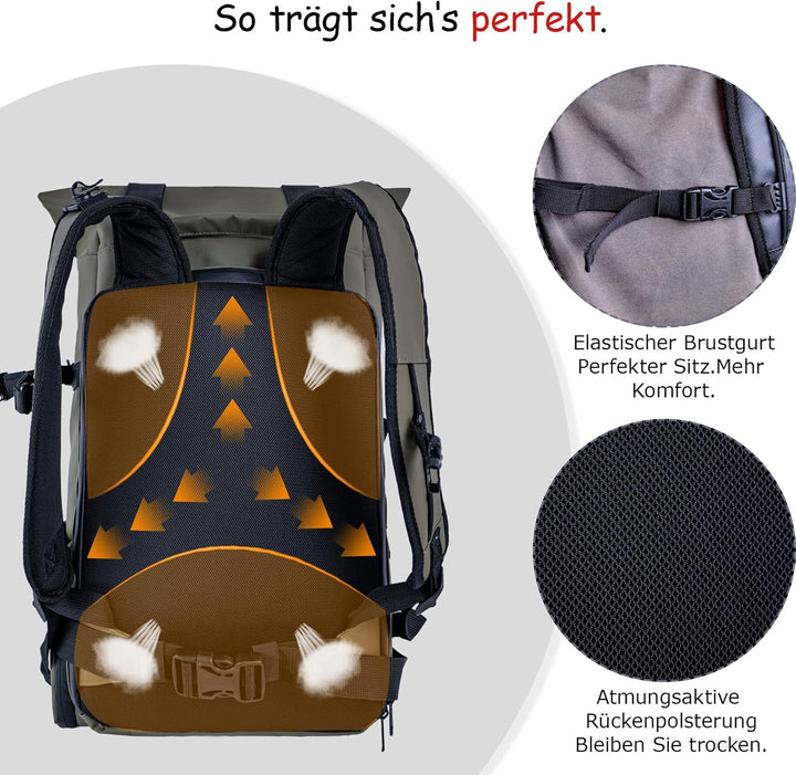 Kamerarucksack wasserdicht mit Trinksystem | Modularer Fotorucksack für Stativ | Schneller Kamera-Zu