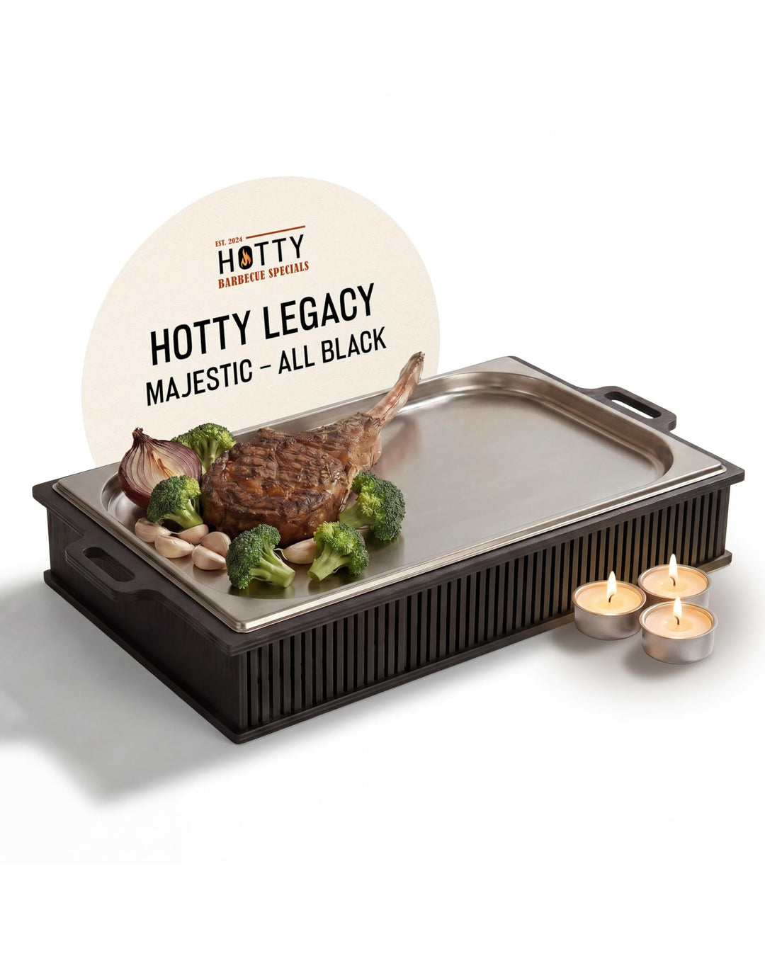 INEXTERIOR Hotty Legacy Warmhalteplatte fürs Grillen – BBQ-Design Speisenwärmer – Stövchen für Grill