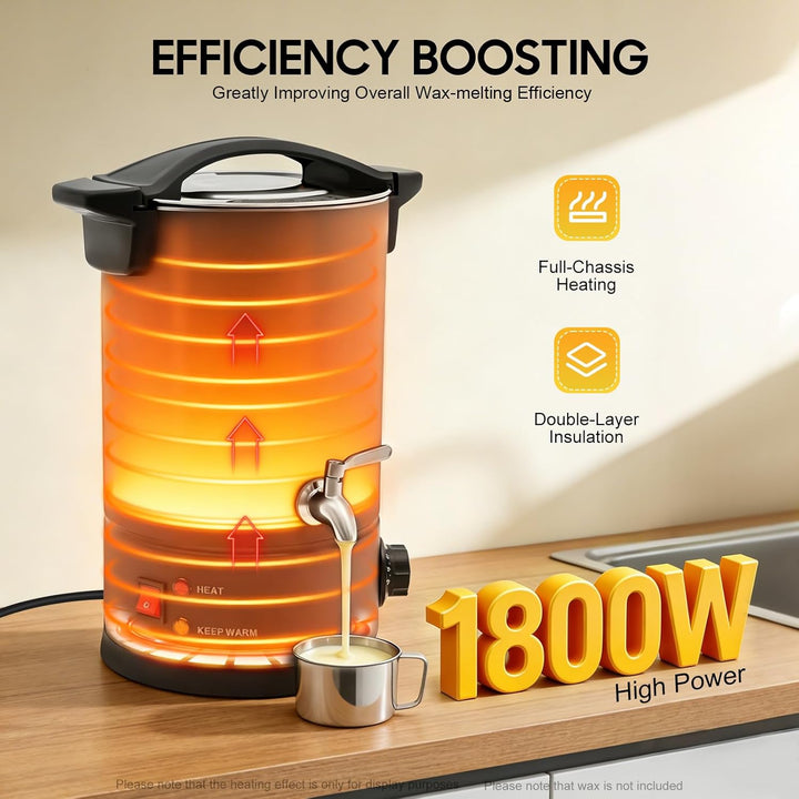 PansyWind Wachsschmelzer 1800W 8L aus Edelstahl Mit Trockenbrandschutz &amp; Automatischer Temperaturkon