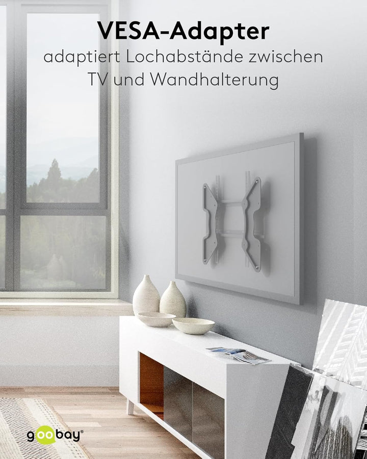 Goobay 60134 VESA-Adapter für TV-Wandhalter zur Erweiterung der VESA-Masse eines TV-Wandhalters, Sch
