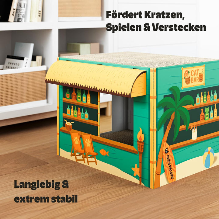 Cat’s Palace Katzenhaus Aloha Strandbar – Rückzugsort & Kratzmöbel mit 2 Kratzflächen für Katzen | 4
