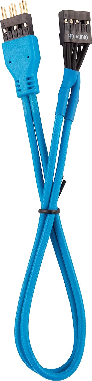 Corsair Premium Sleeved Front Panel Extension Kabel Verlängerungskit, Blau Front Panel Extension Bla