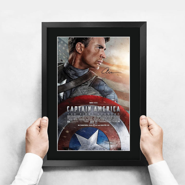 HWC Trading Captain America A3 Gerahmte Signiert Gedruckt Autogramme Bild Druck-Fotoanzeige Geschenk